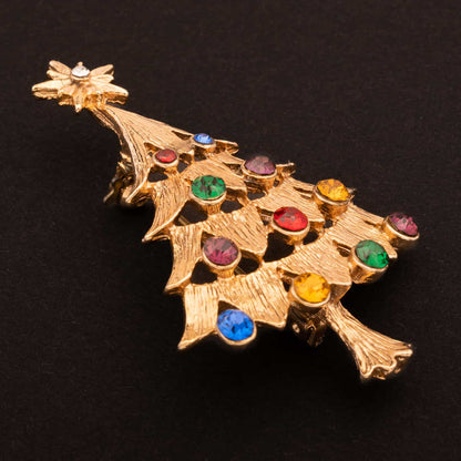 Vintage-Weihnachtsbaum-Brosche-mit-buntam-Strass