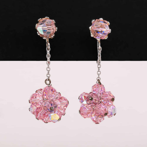 Pink vintage dangles with Auruora Borealis beads