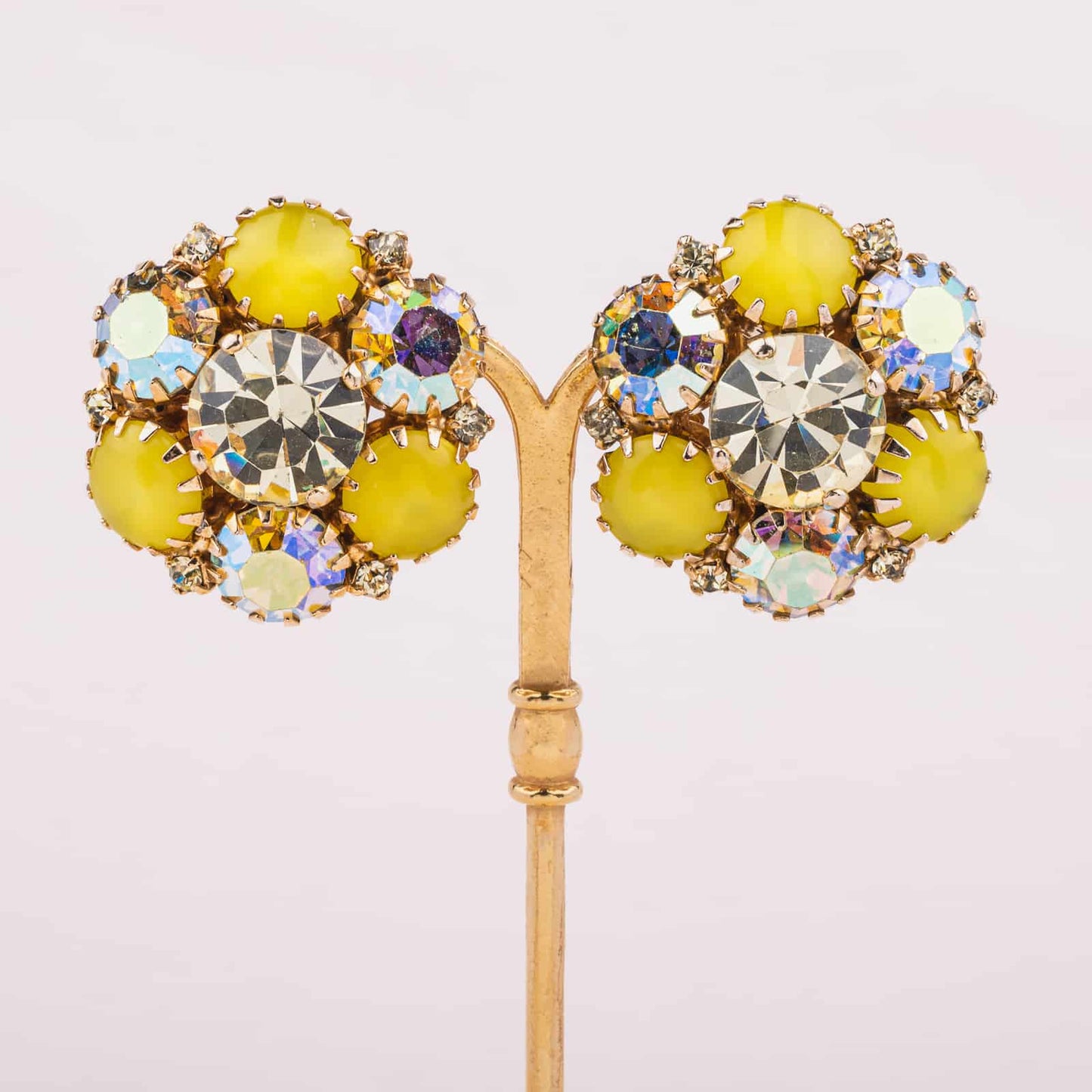 Warner-gelbe-Strass-Ohrclips