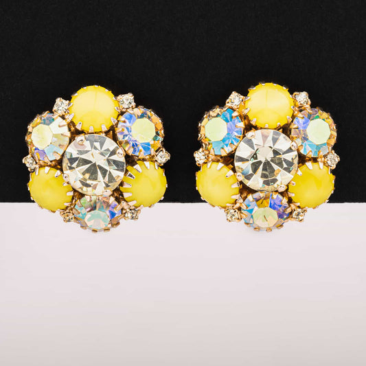 Warner-gelbe-Strass-Ohrclips