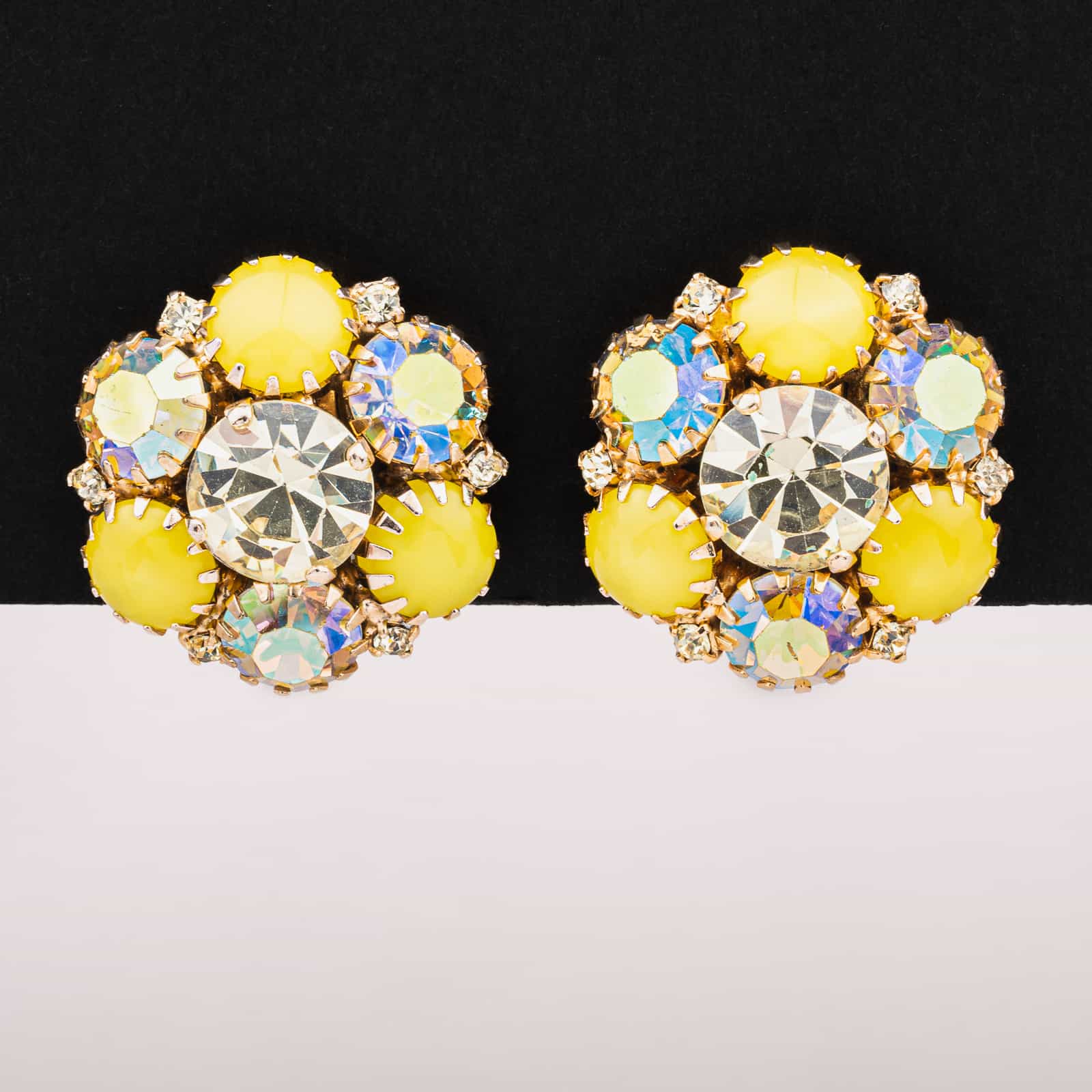 Warner-gelbe-Strass-Ohrclips