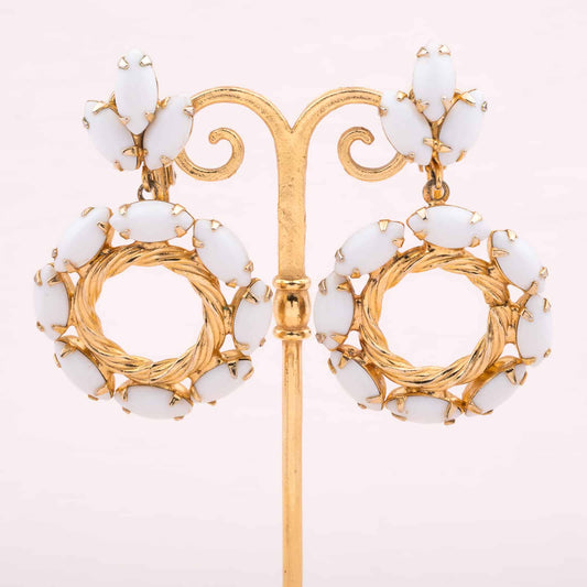 Weiss-Vintage-Ohrringe-aus-Milchglas