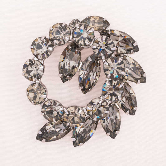Albert-Weiss-Vintage-Strass-Brosche-Rauchgrau