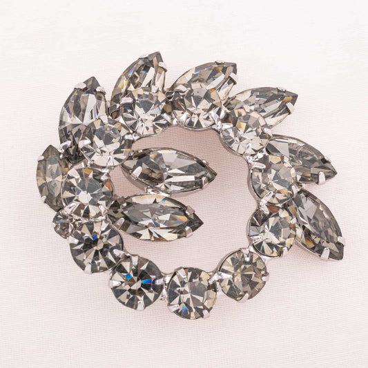 Albert-Weiss-Vintage-Strass-Brosche-Rauchgrau