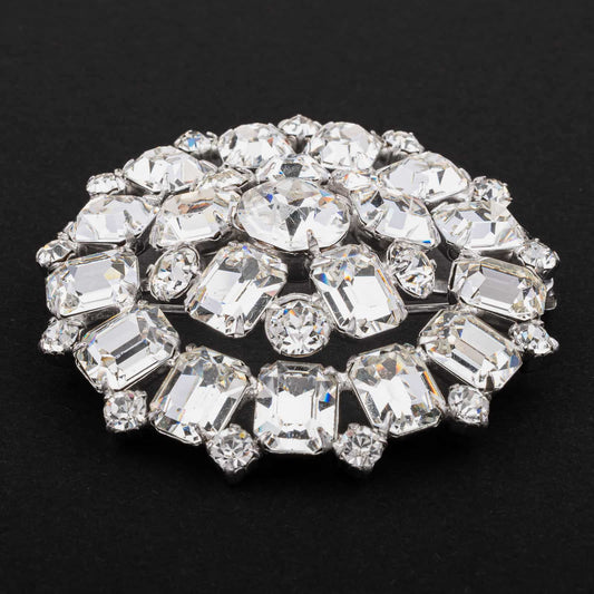 Weiss-große-Strass-Brosche