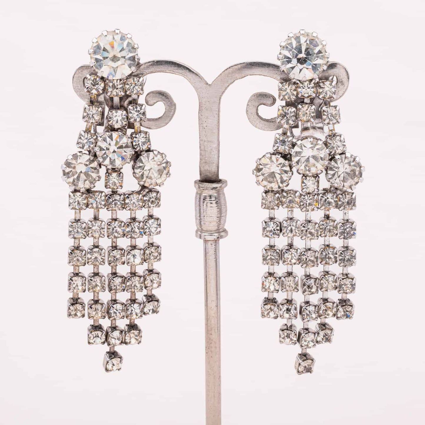 Weiss-Strass-Hänger-Ohrringe