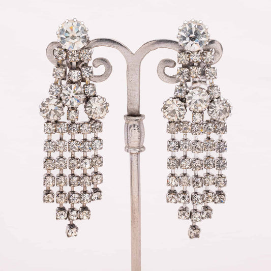 Weiss-Strass-Hänger-Ohrringe