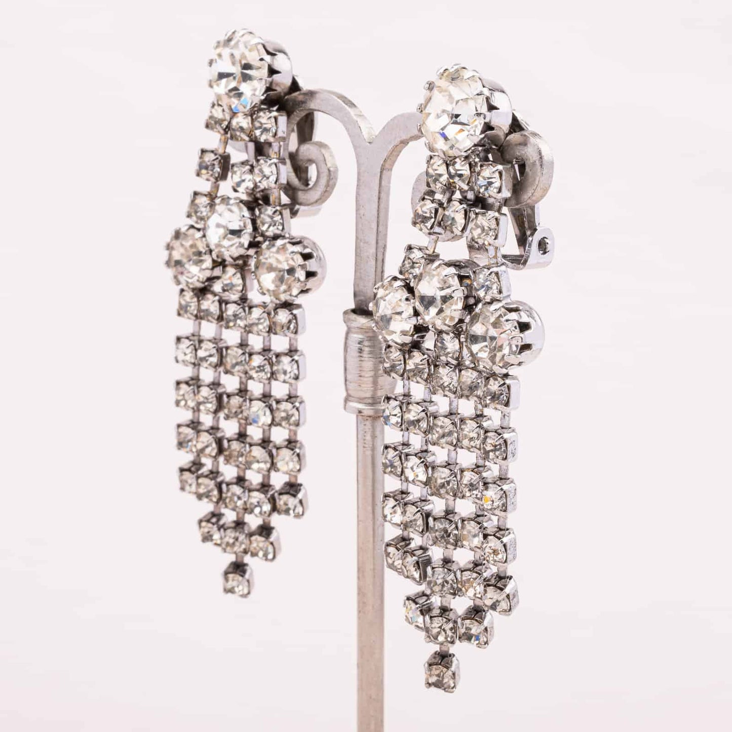 Weiss-Strass-Hänger-Ohrringe