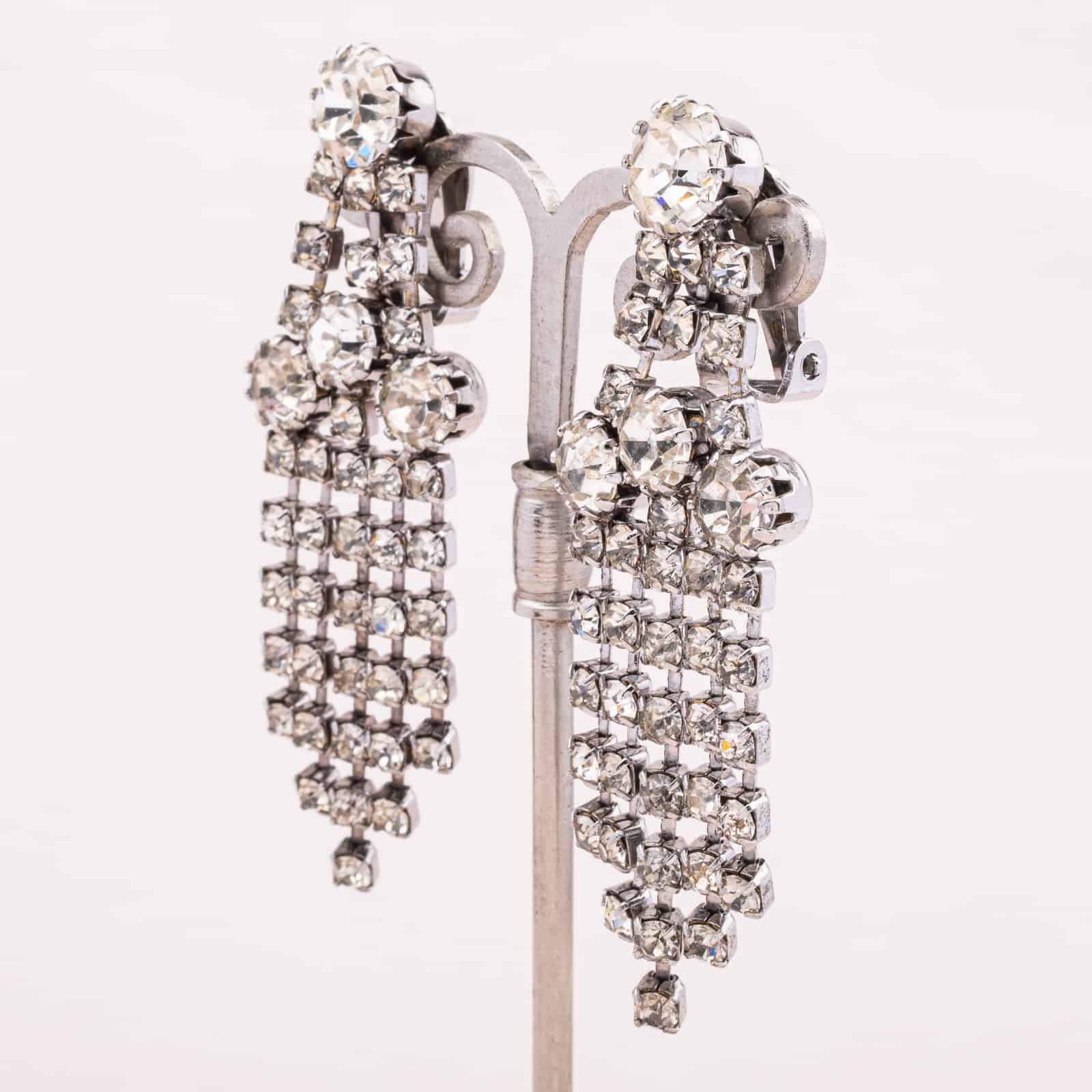 Weiss-Strass-Hänger-Ohrringe