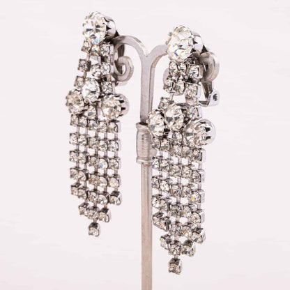 Weiss-Strass-Hänger-Ohrringe