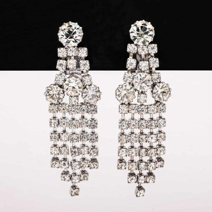 Weiss-Strass-Hänger-Ohrringe