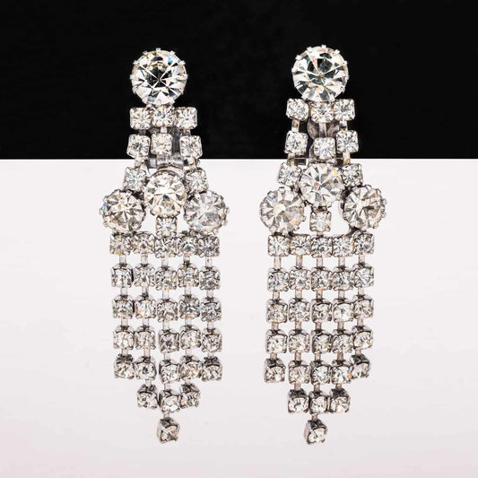 Weiss-Strass-Hänger-Ohrringe