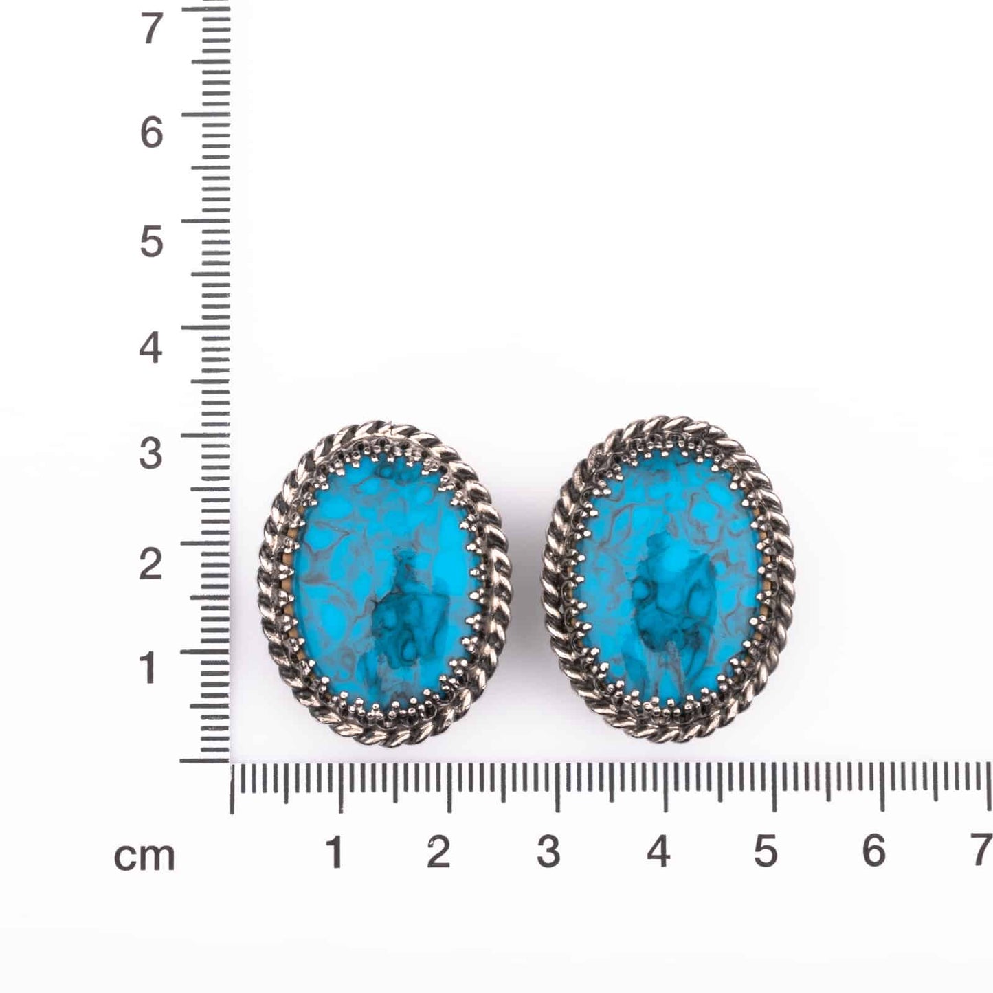 WHITING & DAVIS turquoise oval clip earrings